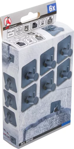 BGS DIY Törölközőakasztó készlet | fekete | öntapadó | 6 darabos (BGS 88240)