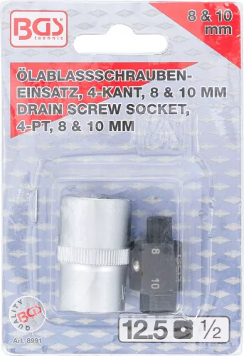 BGS technic Dugófej olajleeresztő csavarhoz, 4 pontos, 8 és 10mm, 1/2" (BGS 8991)