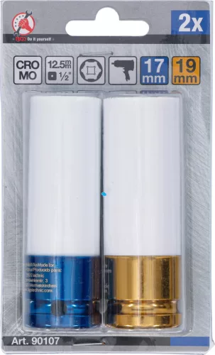 BGS DIY Kerékvédő gépi dugókulcs készlet alufelnihez, 1/2”, 17 és 19 mm, 2 részes (BGS 90107)