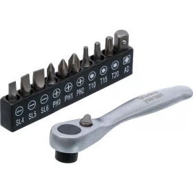   BGS Racsnis bitkészlet 1/4”, 72 fogas mini racsnival, PH / Torx / lapos, 11 részes (BGS 90110)