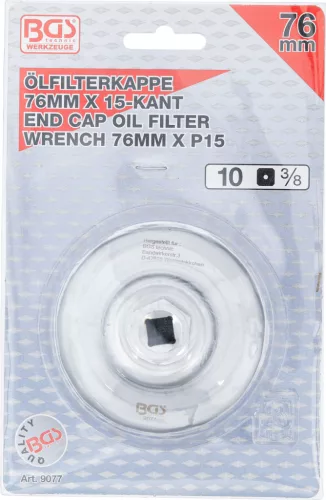 BGS technic Olajszűrő leszedő kupak, 3/8", 76mm x P15 (BGS 9077)