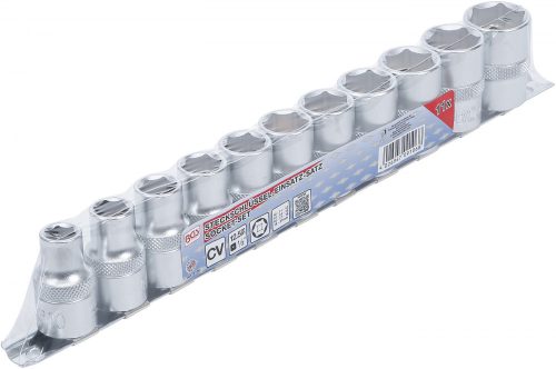 BGS technic 11 részes dugókulcs fej készlet, 1/2", 6 pontos, 10 - 21 mm (BGS 9106)