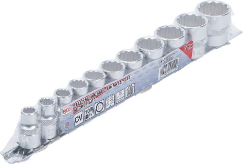 BGS technic 11 részes dugókulcs fej készlet, 3/8", 12 pontos, col méretek, 5/16" - 7/8" (BGS 9112)