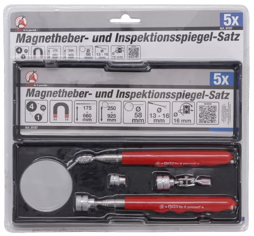 BGS DIY Mágneses csavarfelszedő és vizsgáló tükör készlet (BGS 9197)