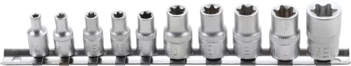 BGS DIY 1/4"-3/8" Dugókulcs fej készlet, E-Torx | E4 - E16 | 10 darabos (BGS 9548)
