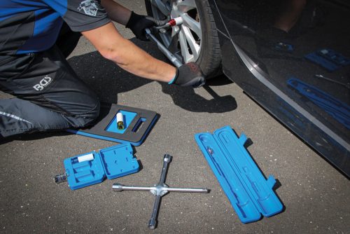 BGS technic Kerékcsere szervizkészlet gurulós kocsiemelővel 1,5 t | 10-részes. (BGS 9680)