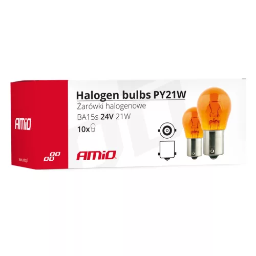 AMiO halogénizzók PY21W BA15s 24V 21W borostyánsárga (01005)