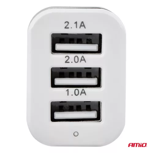 AMiO telefontöltő 3xUSB fehér PCH-03 (01027)