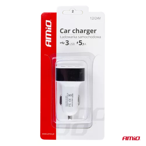 AMiO telefontöltő 3xUSB fehér PCH-03 (01027)