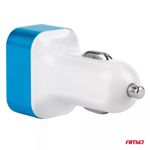 AMiO TEST-04 telefontöltő 2×USB aljzattal és akkumulátorellenőrzéssel (01028)