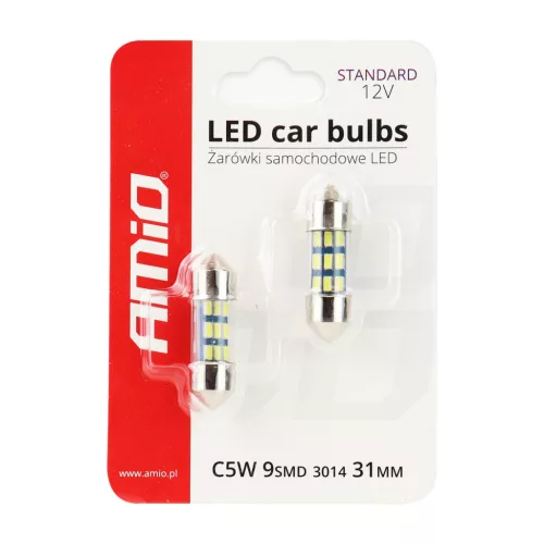 AMiO LED STANDARD 3014 9SMD szofita C5W C10W C3W 31mm fehér 12V (01089)