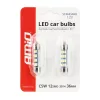 AMiO LED STANDARD 3014 12SMD szofita C5W C10W C3W 36mm fehér 12V (01090)