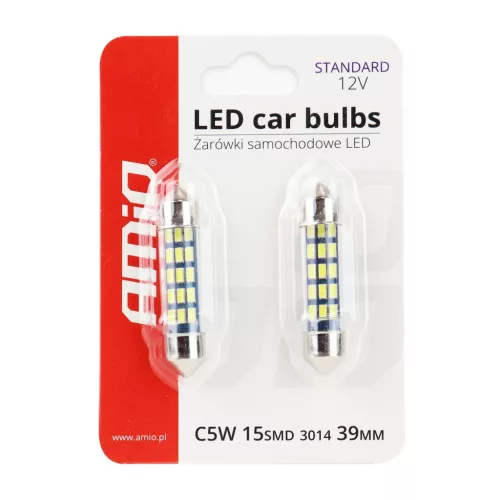 AMiO LED STANDARD 3014 15SMD szofita C5W C10W C3W 39mm fehér 12V (01091)