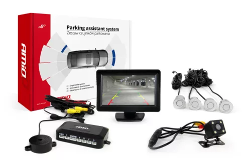 AMiO parkolást segítő rendszer TFT01 4,3" – HD 315 LED 4 érzékelők ezüst (01102)