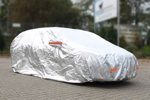 AMiO alumínium autótakaró ponyva cipzárral, fényvisszaverő, 120g + pamut,ezüst, méret: SUV/VAN L (01113)