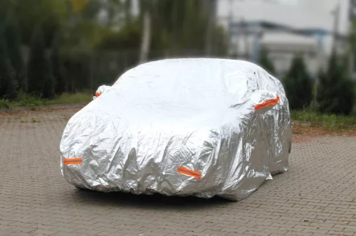 AMiO alumínium autótakaró ponyva cipzárral, fényvisszaverő, 120g + pamut,ezüst, méret: SUV/VAN L (01113)