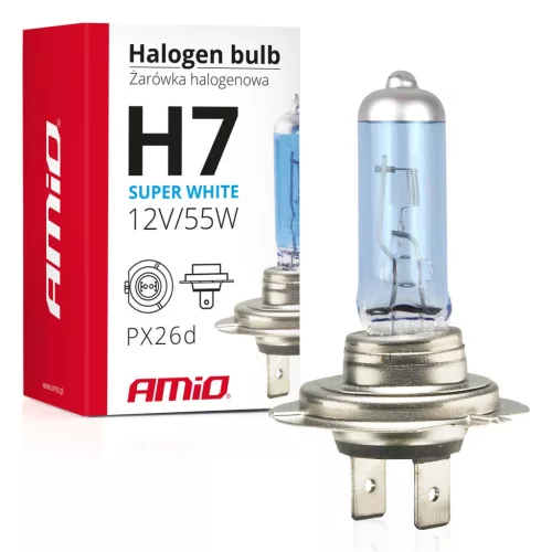AMiO halogénizzó H7 12V 55W UV szűrő (E8) Super fehér (01157)
