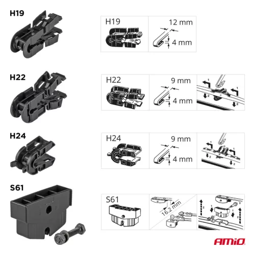 AMiO lapos ablaktörlő lapát 904 24" 600mm teherautó T01 (01202)