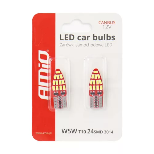 AMiO LED CANBUS 24SMD 3014 T10e (W5W) fehér 12V (01285)