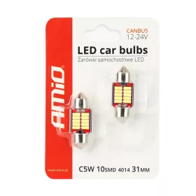   AMiO LED CANBUS 4014 10SMD szofita C5W C10W C3W 31mm fehér 12V/24V (01288)