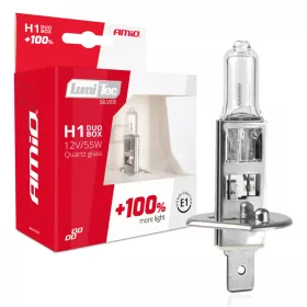   AMiO halogénizzók H1 12V 55W LumiTec ezüst +100% DUO (01401)