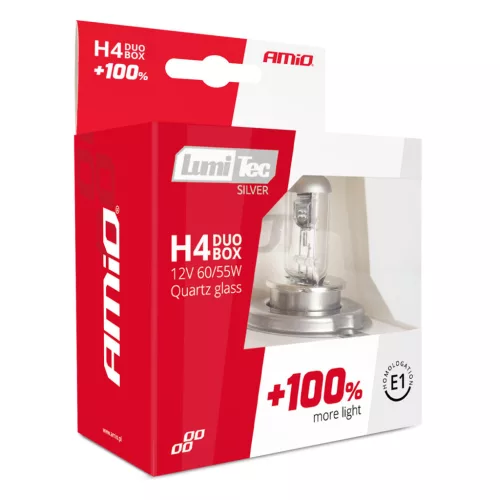 AMiO halogénizzók H4 12V 60/55W LumiTec ezüst +100% DUO (01402)