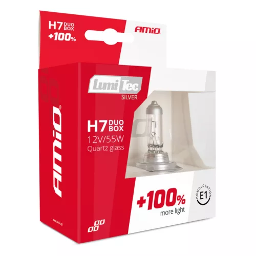 AMiO halogénizzók H7 12V 55W LumiTec ezüst +100% DUO (01403)
