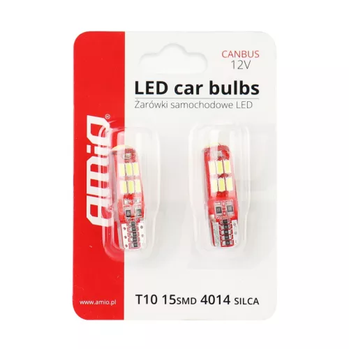 AMiO LED CANBUS 15SMD 4014 T10e (W5W) SILCA fehér 12V (01443)