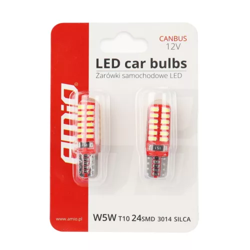 AMiO LED CANBUS 24SMD 3014 T10e (W5W) SILCA fehér 12V (01444)