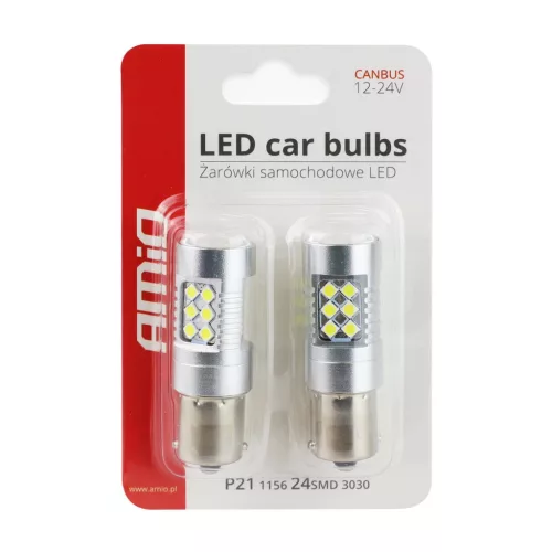AMiO LED CANBUS 3030 24SMD 1156 BA15S P21W fehér 12V/24V (01445)