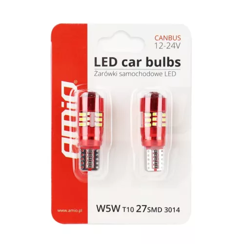 AMiO LED CANBUS 27SMD 3014 T10e (W5W) fehér 12V/24V (01446)