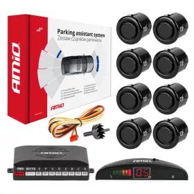   AMiO parkolást segítő rendszer LED 8 érzékelő fekete "GOLD" 18mm (01603)