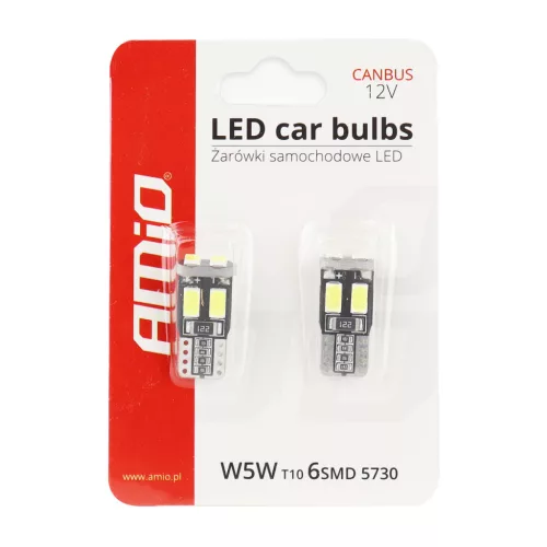 AMiO LED CANBUS 6SMD-2 5730 T10 (W5W) fehér (01622)