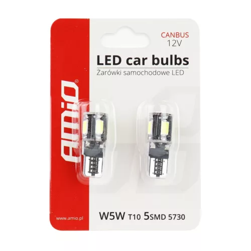 AMiO LED CANBUS 5SMD 5730 T10 (W5W) fehér (01628)