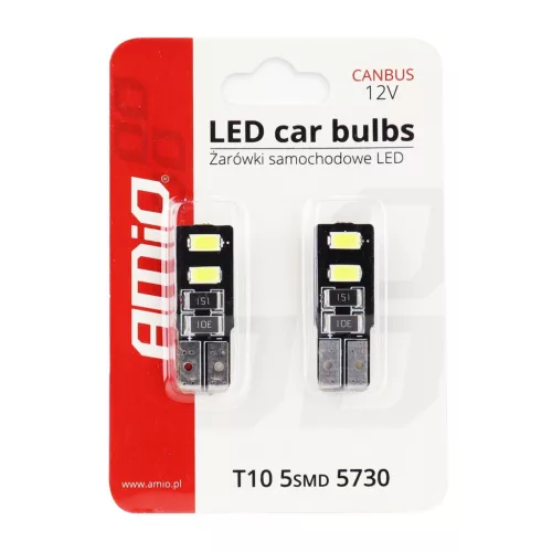AMiO LED CANBUS 4SMD 5730 T10 (W5W) fehér (01630)