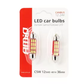   AMiO LED CANBUS 4014 12SMD szofita C5W C10W C3W 36mm fehér 12V/24V (01632)