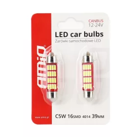   AMiO LED CANBUS 4014 16SMD szofita C5W C10W C3W 39mm fehér 12V/24V (01633)