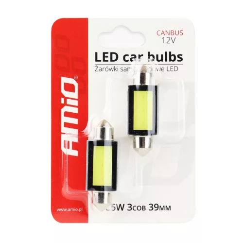 AMiO LED CANBUS COB3 szofita C5W C10W C3W 39mm fehér 12V (01640)