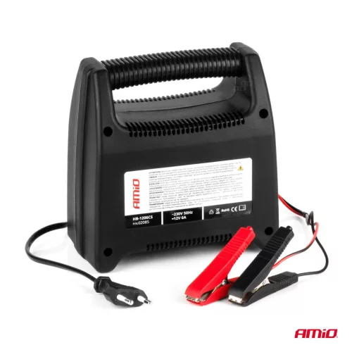 AMiO autós akkumulátortöltő 6A, 12V SBC-6A (02085)