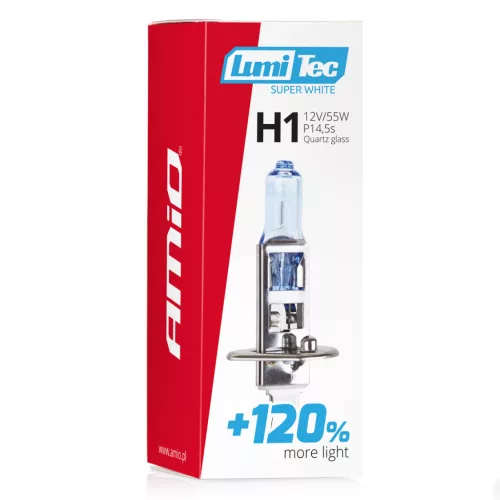 AMiO halogénizzó H1 12V 55W LumiTec Super fehér +120% (02135)