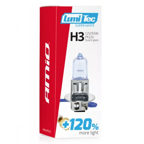 AMiO halogénizzó H3 12V 55W LumiTec Super fehér +120% (02136)