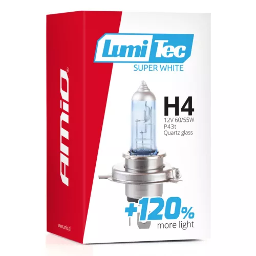 AMiO halogénizzó H4 12V 60/55W LumiTec Super fehér +120% (02137)