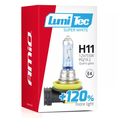 AMiO halogénizzó H11 12V 55W LumiTec Super fehér +120% (02139)