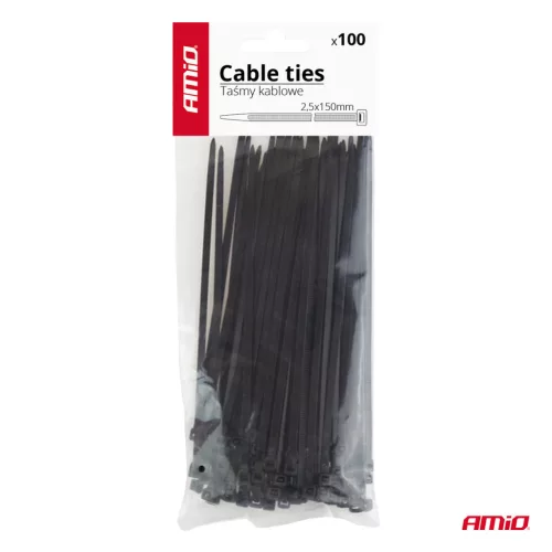 AMiO kábelkötegelő fekete 2,5x150mm - 100 db (02151)
