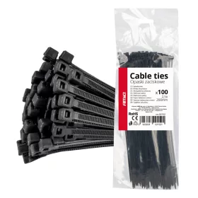 AMiO kábelkötegelő fekete 2,5x200mm - 100 db (02152)