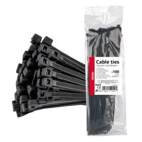 AMiO kábelkötegelő fekete 4,8x300mm - 100 db (02156)
