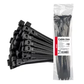 AMiO kábelkötegelő fekete 4,8x350mm - 100 db (02157)