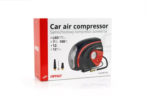 AMiO autós légkompresszor 12V LED ACOMP-08 (02182)