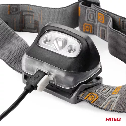 AMiO újratölthető LED-fejlámpa, 3 W, 1200 mA, 180 Flux, IPX4 (02200)