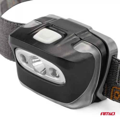AMiO újratölthető LED-fejlámpa, 3 W, 1200 mA, 180 Flux, IPX4 (02200)
